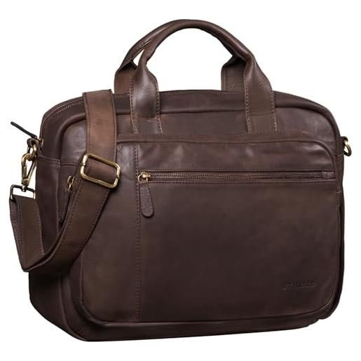 STILORD 'joyce' borsa business uomo e donna in pelle ventiquattrore vintage borsa portadocumenti con tracolla in cuoio, colore: marrone scuro - pallido