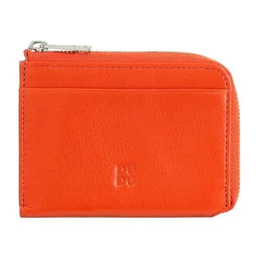 Dudu portafoglio uomo piccolo con zip, portafoglio rfid in pelle colorato, porta carte di credito, design compatto tascabile arancio