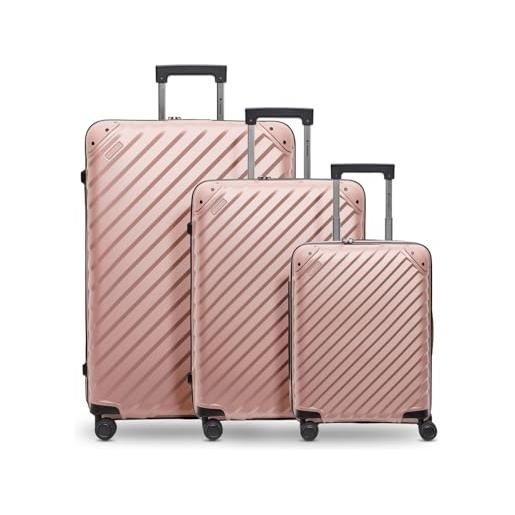 Pactastic collezione 03, rosa metallizzata. , koffer set (3-teilig), trolley rigido con ruote girevoli