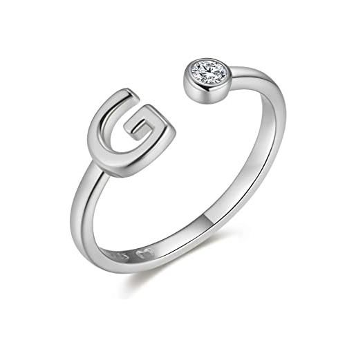 MARLION JEWELS anelli da donna in argento 925 iniziale e zirconia. Anello da donna in argento 925 con finitura argento o oro. Gioielli da donna ideali per coppia e fidanzati, regali per amiche. . . Anelli coppia (g)