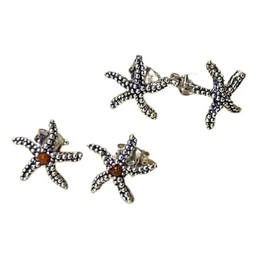 Gioia Sarda orecchini sardi artigianali argento - stella marina (con corallo)