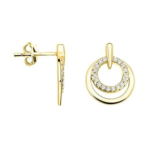 Sofia milani - orecchini da donna in argento 925 - placcati in oro e con pietra zircone - orecchino a perno a cerchio - e1609