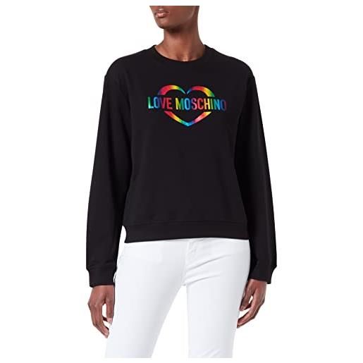 Love Moschino love heart multicolore foil print maglia di tuta, nero, 48 donna