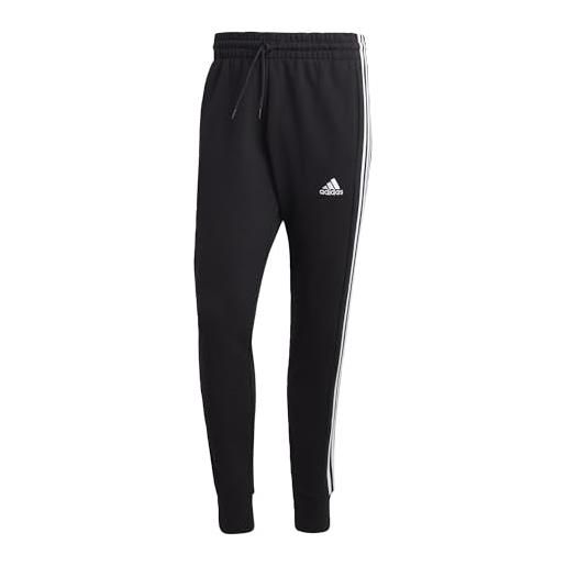 adidas essentials french terry tapered cuff 3-stripes joggers pantaloni sportivi, medium grey heather/white, xxl uomo