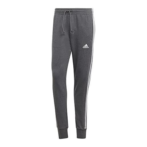 adidas essentials french terry tapered cuff 3-stripes joggers pantaloni sportivi, black/white, m uomo