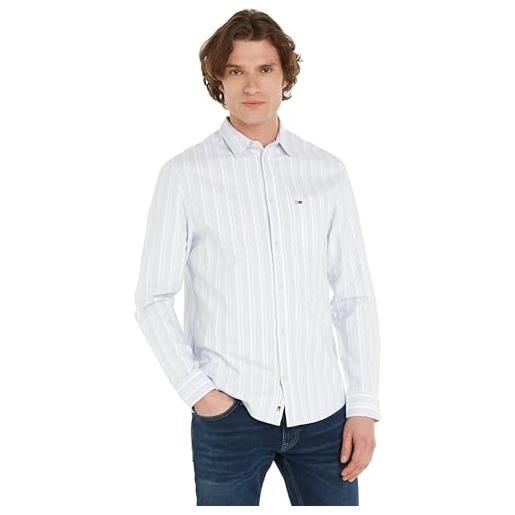 Tommy Jeans tjm reg oxford shirt dm0dm18336 camicie eleganti, blu (breezy blue stripe), m uomo