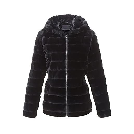 BELLIVERA cappotto in pile da donna in ecopelliccia autunno inverno con cappuccio corto teddy bear giacca 1801 grigio xxl