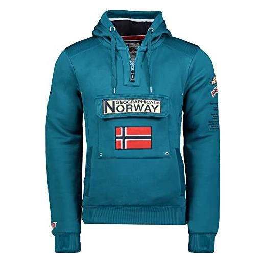 Geographical Norway gymclass men - felpa da uomo con cappuccio e tasche per canguri, maniche lunghe, colore: blu, blu petrolio, large