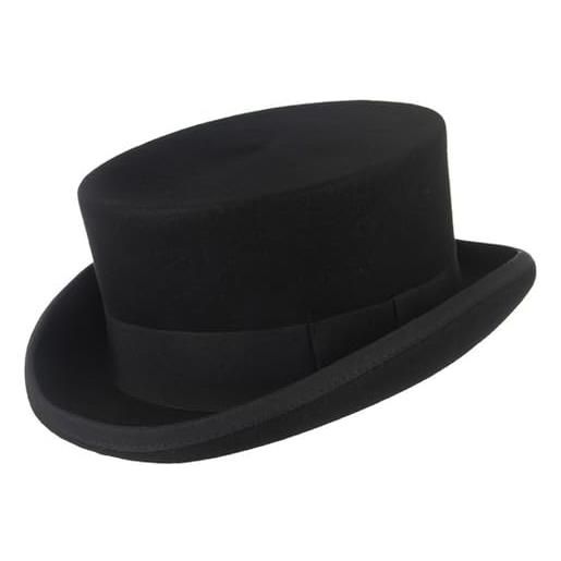 Generic qlingi cappello fedora con tesa arrotolata per moda per adulti colore nero cappello panama cappello da mago cappello di lana costume cosplay cappello a cilindro piatto unisex