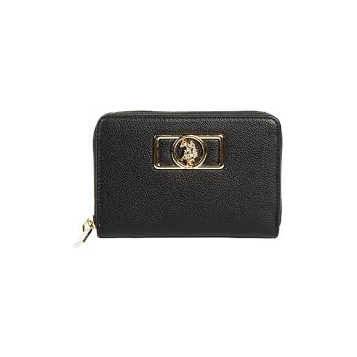 U.S. Polo Assn. - portafoglio jones chic m zip wallet in poliuretanica, nero (13 x 10 x 2 cm)