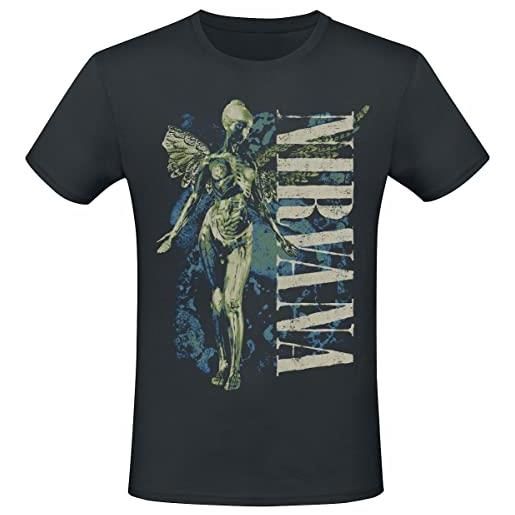Nirvana vertical logo uomo t-shirt nero l 100% cotone regular