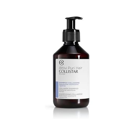 Collistar attivi puri hair shampoo collagene, ridensificante, volumizzante, per capelli fini, privi di corpo, 250 ml