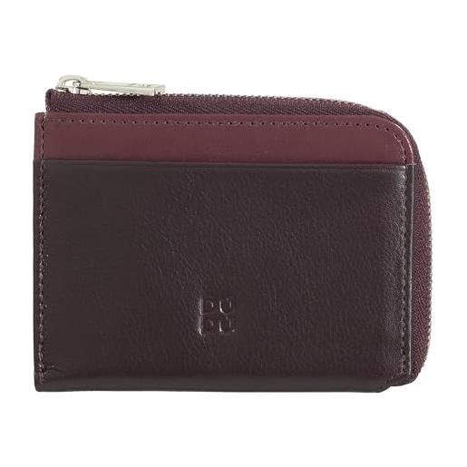 Dudu portafoglio uomo piccolo con zip, portafoglio rfid in pelle colorato, porta carte di credito, design compatto tascabile burgundy scuro