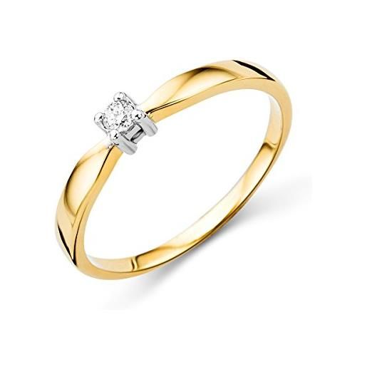 Miore - anello di fidanzamento da donna bicolore con diamante solitario, 14 carati (585) con brillante 0,05 ct e 18 carati (585) bicolore. , 56 (17.8), colore: bianco, cod. Mu4018r56