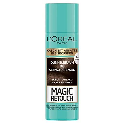 L'Oréal Paris spray per raddrizzamento in confezione xl per transizioni continue e naturali, laminati approcci fino al prossimo lavaggio dei capelli, magic retouch, marrone scuro a marrone nero, 150