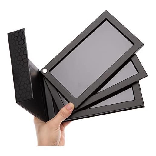 Allwon 3-layer rotazione magnetica palette 3 in1 scatola di immagazzinaggio vuota della paletta di trucco per ombretto rossetto polvere blush (nero)
