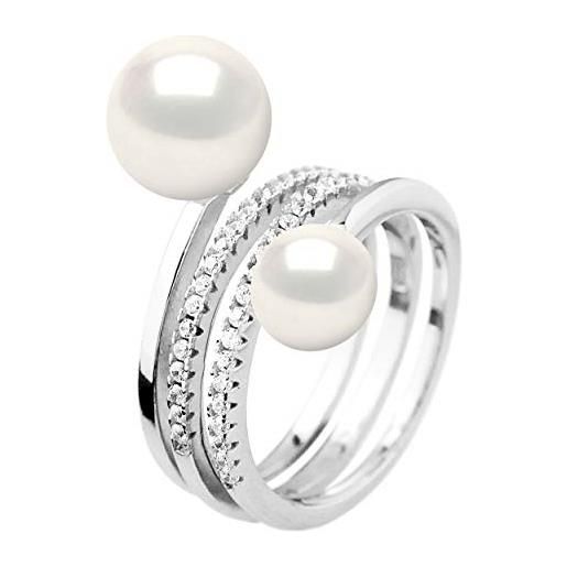 PEARLS & COLORS NATURAL FINE PEARLS pearls & colors - anello contrarié vere perle coltivate d'acqua dolce 7-8 e 9-10 mm - diversi colori disponibili - qualità aaa+ - misura regolabile - argento 925 - gioielli donna