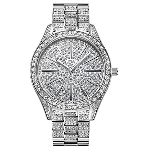 JBW lussuoso orologio da polso da donna con diamante 0,12 carati con cinturino in acciaio inox, silver, cristal