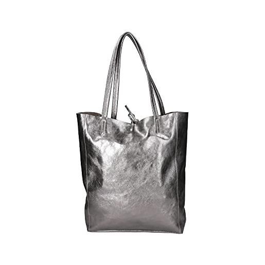 Chicca Borse borsa a mano shopper da donna in pelle made in italy - 40x36x11 cm - colore bronzo