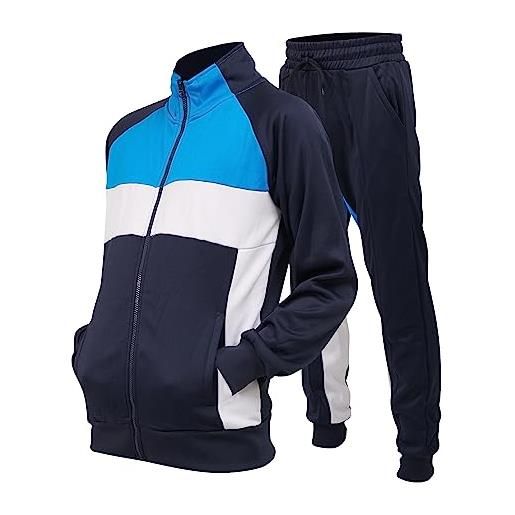 Love My Fashions® uomo athletic full-zip hooded running tracksuit with pockets sports casual sweat suit v-panel warm up two-piece set