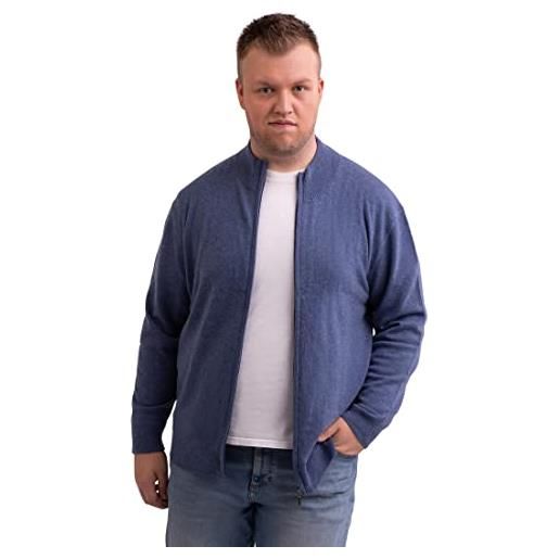CASH-MERE.CH maglione da uomo in 100% cashmere di grandi dimensioni, cardigan con chiusura lampo, 2 fili, taglie forti, blu jeans, 4xl