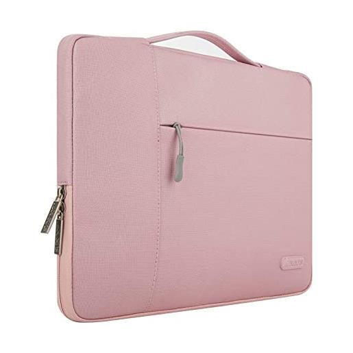 MOSISO laptop sleeve borsa compatibile con mac. Book air/pro, 13-13,3 pollici notebook, compatibile con mac. Book pro 14 m3 m2 m1 chip pro max 2023-2021, poliestere multifunzionale manica, rosa