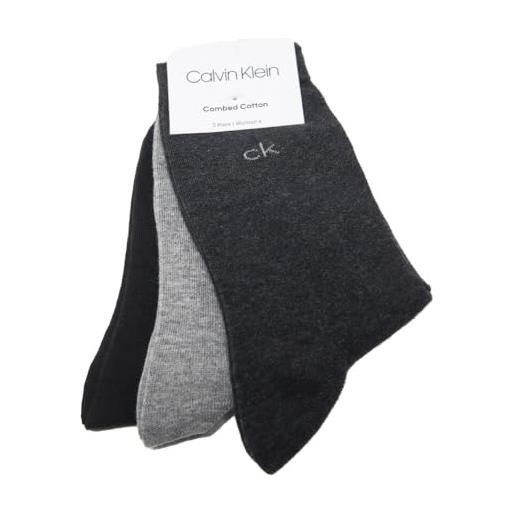 Calvin Klein calzini donna ck 3 paia di calzini bassi corti caldo cotone assortiti articolo 100001895 combed cotton, 002 dark grey combo, 35