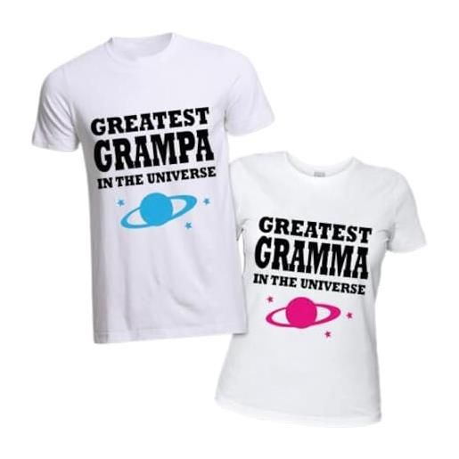 Generico coppia di t-shirt maglietta idea regalo festa dei nonni personalizzate per nonna e nonno magliette bianca nera ''greatest grandpa''