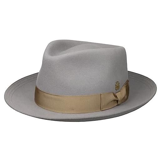 MAYSER cappello feltro di pelo levi zechbauer uomo - made in the eu con nastro grosgrain estate/inverno - l (59-60 cm) grigio