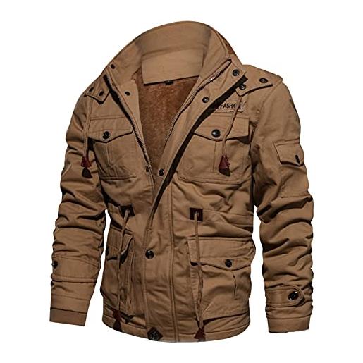 Kobilee giacca bomber da uomo, invernale, invernale, imbottita, spessa e calda giacca tattica militare, per aviatore, cachi, l