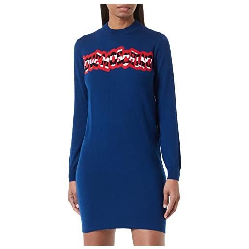 Love Moschino logo jacquard intarsia sulla parte anteriore dress, blu, 50 donna