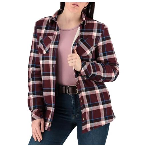 Legendary Whitetails open country shirt jacket giacca in pile, merlot plaid, s donna