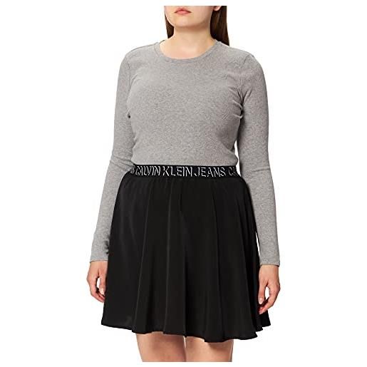 Calvin Klein Jeans logo elastic dress, vestito, donna, medium, grigio/nero (grey heather/ck black)