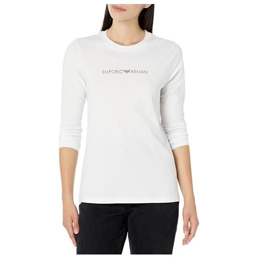 Emporio Armani maglietta da donna iconic con logo t-shirt, bianco, xl