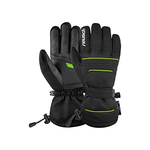 Reusch crosby r-tex xt con membrana impermeabile, comodi guanti da sci caldi e sportivi invernali, nero/verde, 10 uomo