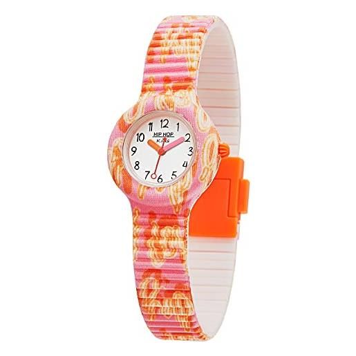 HIP HOP orologio bambino kids fun quadrante mono-colore bianco movimento solo tempo - 3h quarzo e cinturino silicone con tessuto multicolore hwu1154