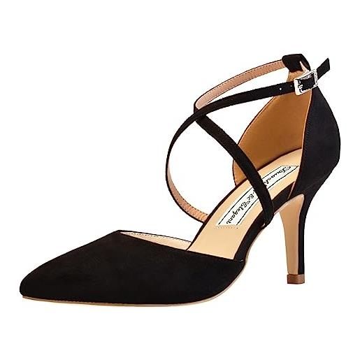 Duosheng & Elegant hc2901 - scarpe da donna con tacco alto con cinghia, sandali chiusi, scarpe estive da donna, nero , 40 eu