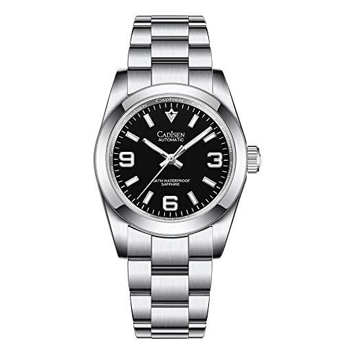 FINNIAN cadisen orologio automatico automatico meccanico da uomo 36 mm impermeabile classico minimalista piccolo quadrante, nero