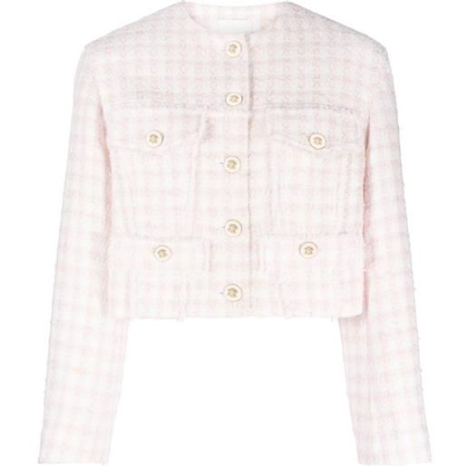 SANDRO giacca crop in tweed con bottoni - rosa
