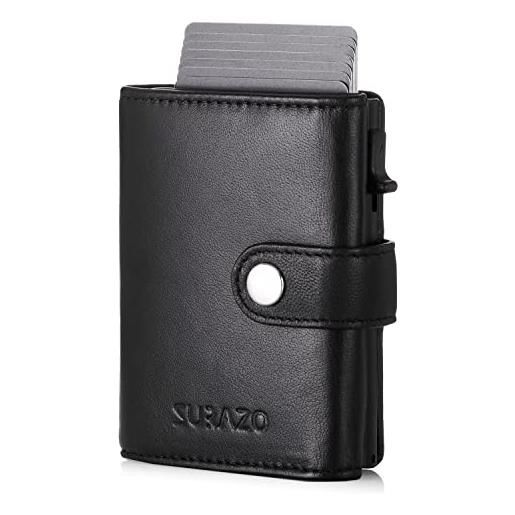 SURAZO card_case_plus_black, accessori da viaggio-portafoglio bi-fold unisex-adulto, nero, universall
