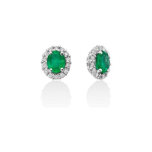 MILUNA orecchini smeraldo ovale diamanti donna MILUNA le gemme