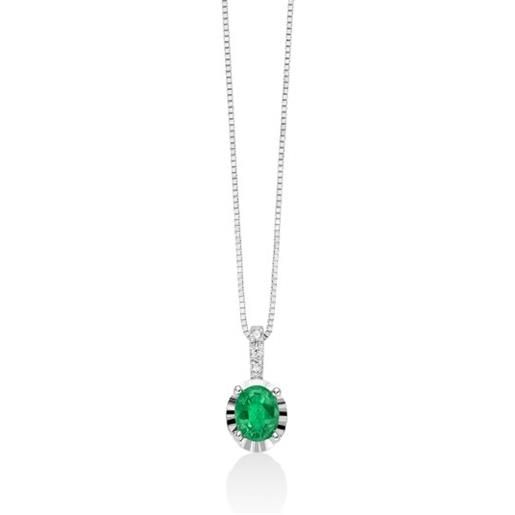 MILUNA collana pendente smeraldo ovale diamanti donna MILUNA le gemme