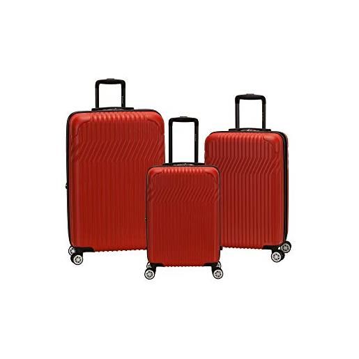 Rockland pista - set di 3 valigie non espandibili in abs, rosso, taglia unica, pista - set di 3 valigie non espandibili in abs