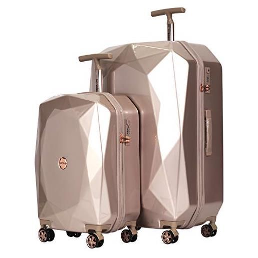 Kensie bagaglio da donna con 3d gemma tsa lock hardside spinner, oro rosa, 2 piece set (28/20), set di valigie in