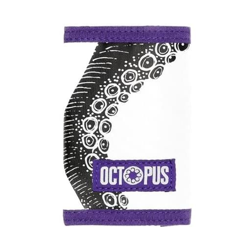 Octopus portafoglio a strappo tri-fold con portamonete e portatessere logo outline bianco viola nero