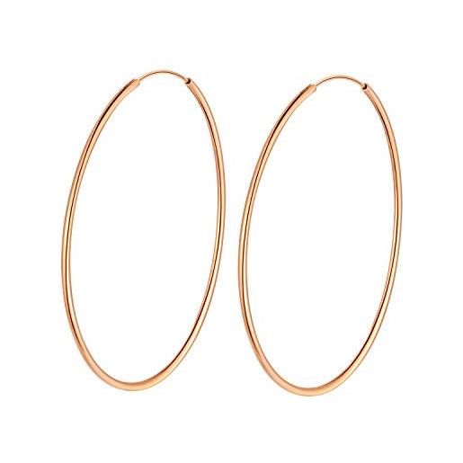 T400 orecchini cerchio donna argento 925 placcata in oro rosa, diametro 20 30 40 50 60 mm