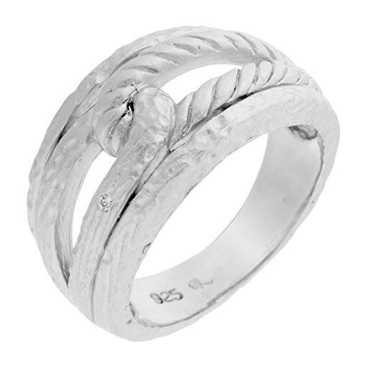 Orphelia argento 925 damen-anello rodiato satinato bianco zirconia taglio brillante (17,8) - taglia 56 zr-3941/56
