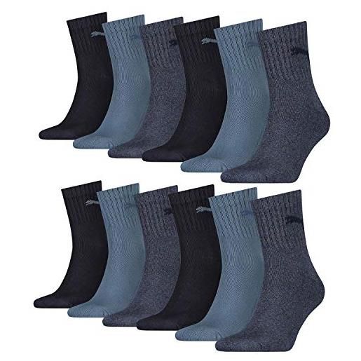 PUMA calzini unisex corti, confezione da 3, 882 grigio/bianco/nero, 47-49