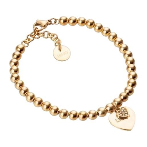 Liu Jo Jeans liu-jo bracciale in acciaio colore gold con cuore pendente e cristalli lj2167 marca, estándar, metallo, nessuna pietra preziosa
