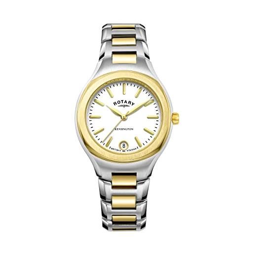 Rotary orologio quarzo donna, misura cassa 32.00mm con quadrante bianco analogico e cinturino two-tone gold in cinturino in metallo lb05106/02